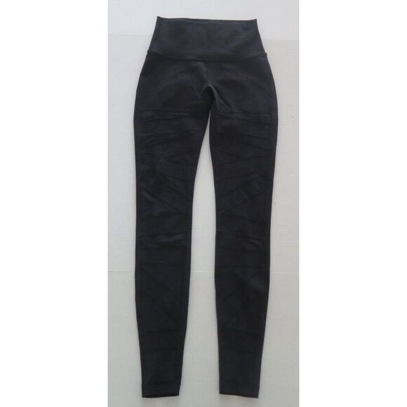 Lululemon Women's Sz 4 Black Tech Mesh Full Length Leggings - Picture 4 of 7